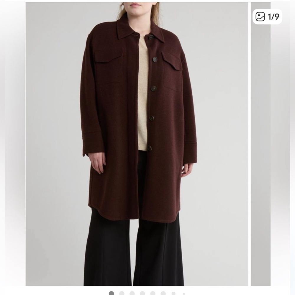 Vince Plus Double Pocket Wool Blend Coat in Hickory
